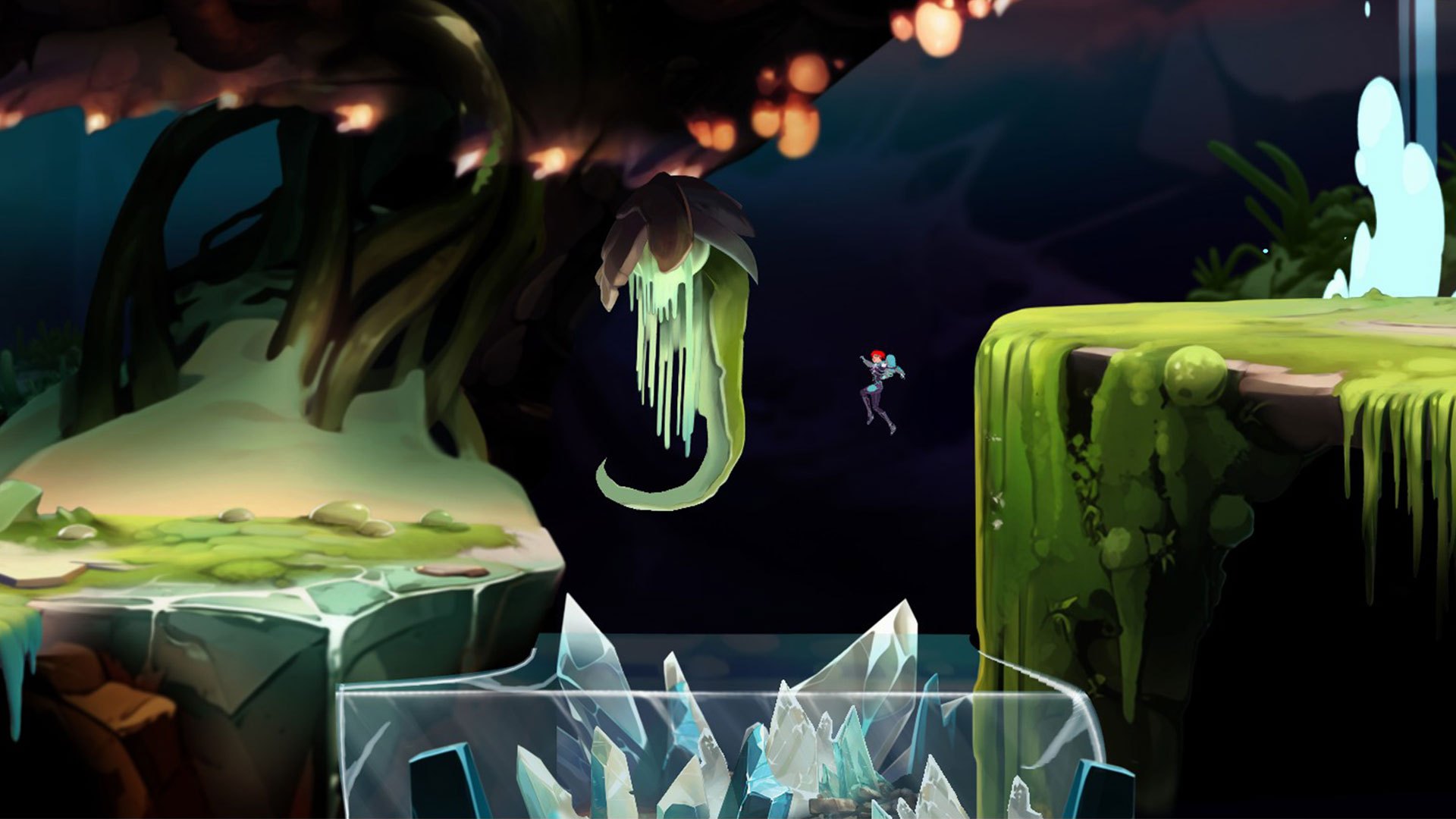 SciGirl gameplay, leaping past a carnivorous plant