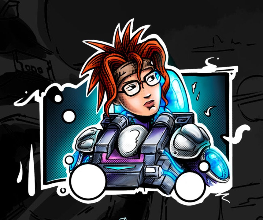 SciGirl: Sonia in her reductojuice suit, comic sticker art